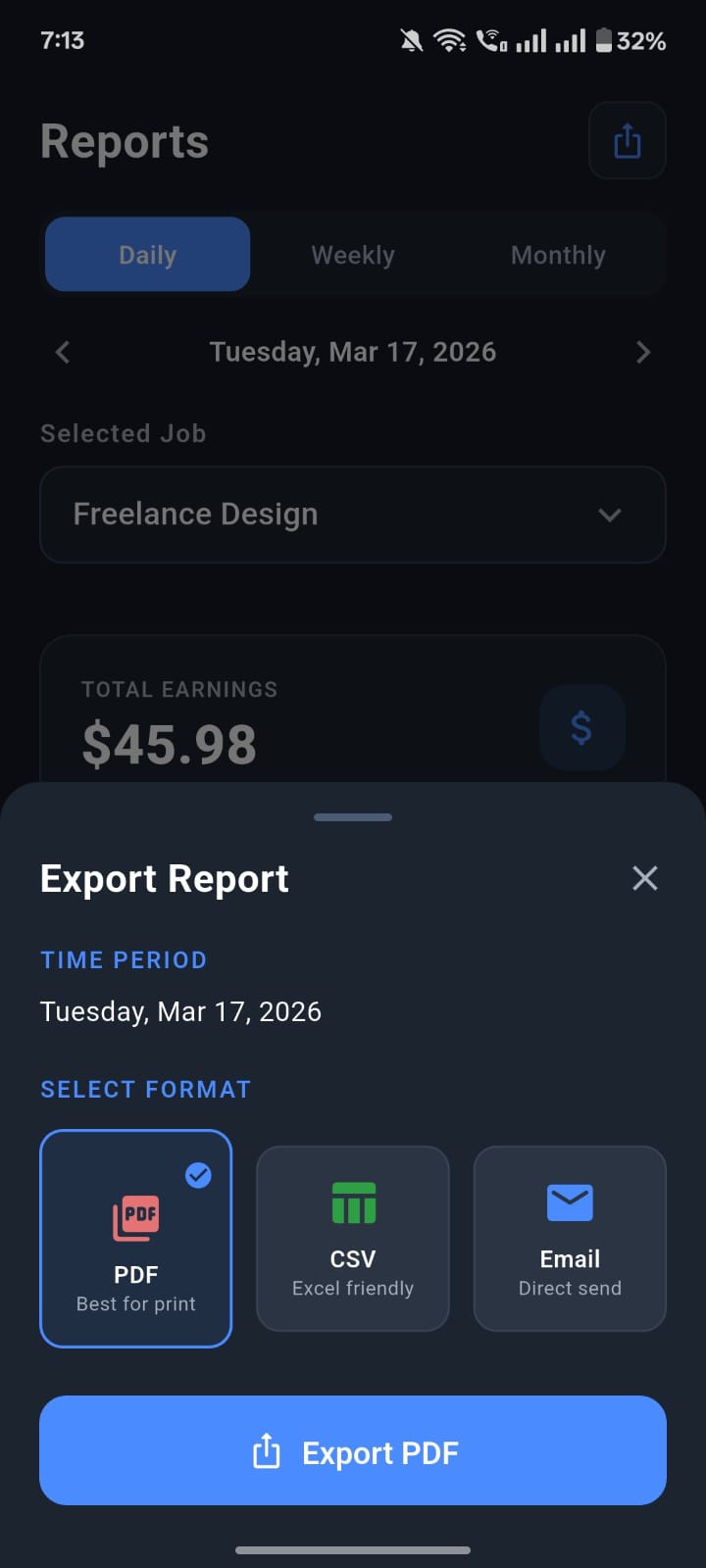 Export report